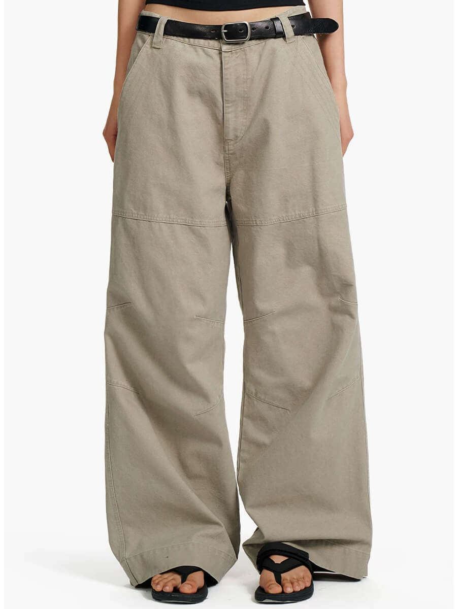 Retro Panelled Cotton Carpenter Pants - Image 2
